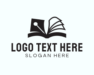 Writer - Quill Pen Book logo design