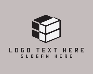 Black - Geometric Cyber Cube logo design