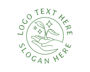 Round - Beautiful Hand Sprout logo design