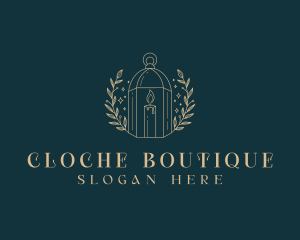 Candle Cloche Wreath logo design