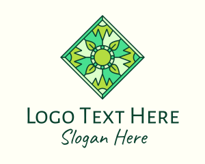 Tea - Green Organic Stained Glass logo design