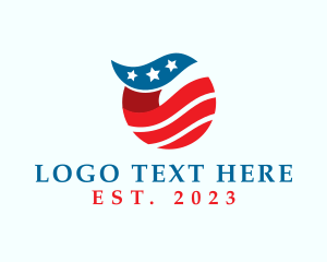 North America - United States Flag Waves logo design