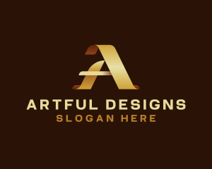 Luxury Ribbon Scroll Letter A logo design