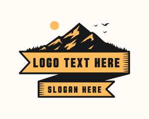 Adventure - Mountain Camping Ribbon logo design