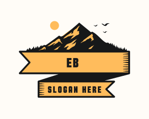 Mountain Camping Ribbon  Logo