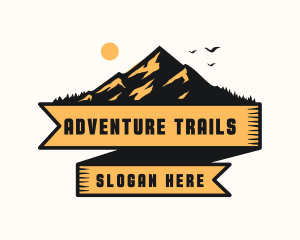 Mountain Camping Ribbon  logo design