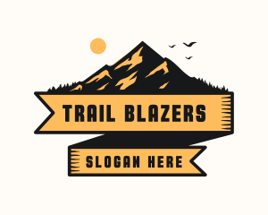 Mountain Camping Ribbon  logo design