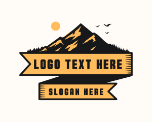 Hiking - Mountain Camping Ribbon logo design