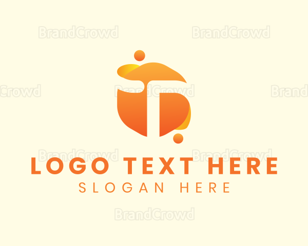 Orange Liquid Letter T Logo