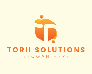 Orange Liquid Letter T logo design