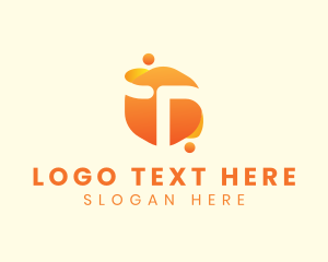 Orange Liquid Letter T Logo