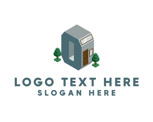 3d - Modern Building Letter O logo design