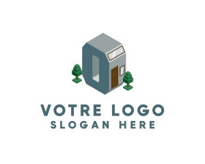 3d - Modern Building Letter O logo design