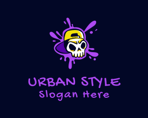 Music Label - Paint Splatter Skull Graffiti logo design