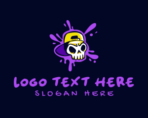 Graffiti - Paint Splatter Skull Graffiti logo design