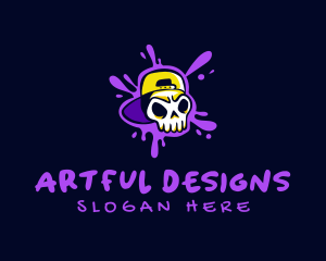 Paint Splatter Skull Graffiti  logo design