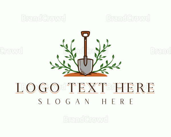 Plant Shovel Gardening Logo