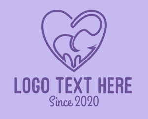 Zoo - Elephant Love Heart logo design