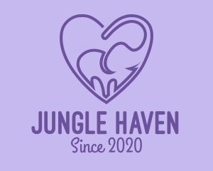 Elephant Love Heart logo design