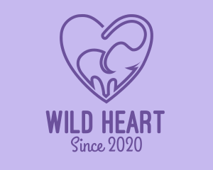 Elephant Love Heart logo design