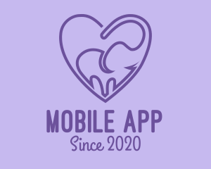 Elephant Love Heart logo design