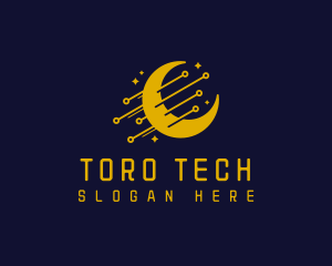 Moon Tech Circuit logo design