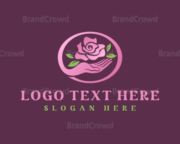 Floral Rose Leaf Hand Logo