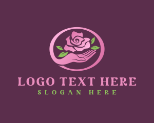 Flower Shop - Floral Rose Leaf Hand logo design