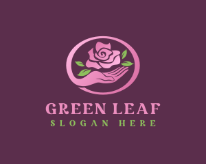 Floral Rose Leaf Hand logo design