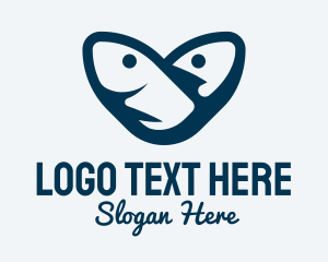 Fish - Blue Tuna Heart logo design