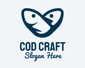 Cod - Blue Tuna Heart logo design