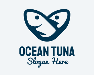 Tuna - Blue Tuna Heart logo design