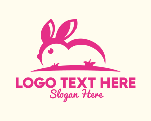 Negative Space - Pink Bunny Ears logo design