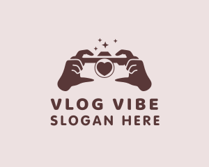 Vlogging - Heart Camera Hands logo design