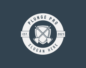 Plunger - Plumbing Plunger Shield logo design