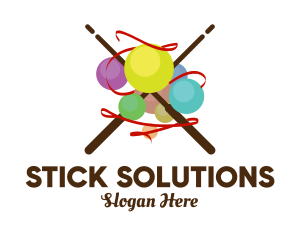 Stick - Knitting Yarn Ball logo design