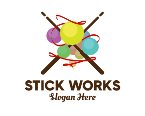 Stick - Knitting Yarn Ball logo design