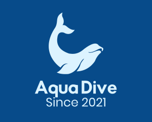 Diving - Elegant Beluga Whale logo design