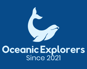 Marine Biology - Elegant Beluga Whale logo design