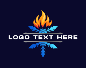 Heat - Fire Snowflake Heating logo design