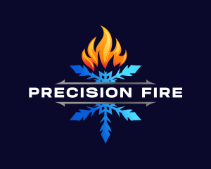 Fire Snowflake Heating logo design