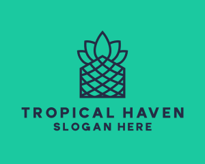 Minimalistic Line Art Pineapple logo design