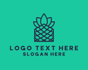 Negative Space - Minimalistic Line Art Pineapple logo design