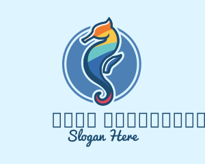 Colorful Seahorse Aquarium logo design