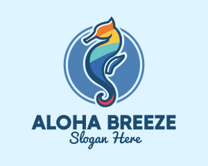 Colorful Seahorse Aquarium logo design