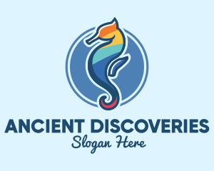 Colorful Seahorse Aquarium logo design