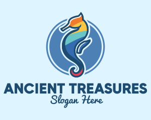 Colorful Seahorse Aquarium logo design