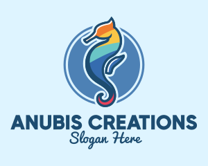 Colorful Seahorse Aquarium logo design