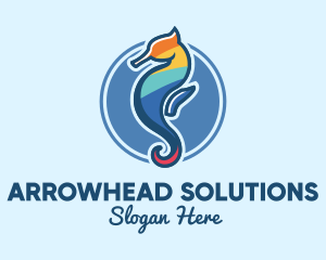 Colorful Seahorse Aquarium logo design