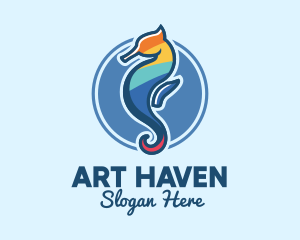 Colorful Seahorse Aquarium logo design